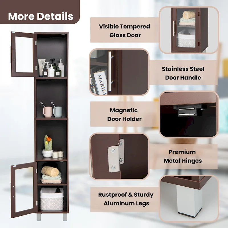 Costway 71  Tall Tower Bathroom Storage Cabinet Organizer Display - See Details