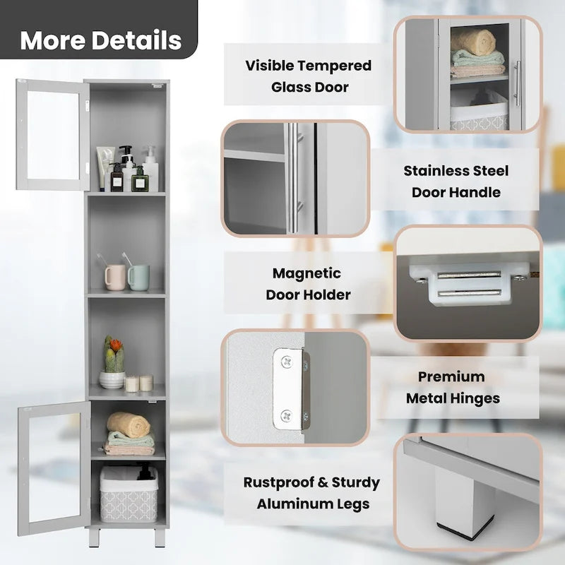 Costway 71  Tall Tower Bathroom Storage Cabinet Organizer Display - See Details