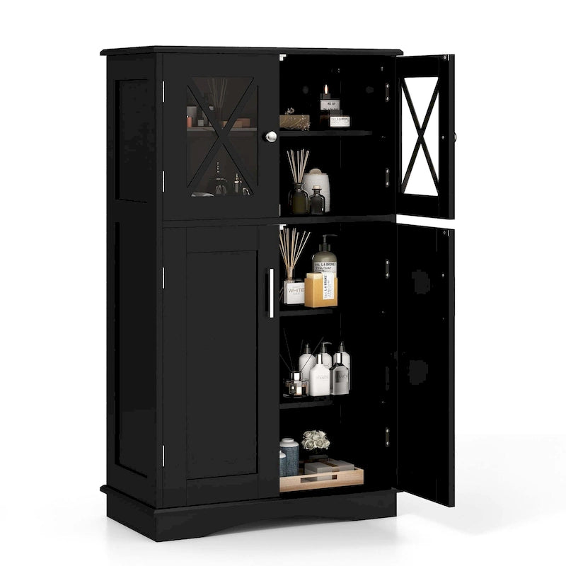 Costway Bathroom Storage Cabinet Linen Storage Cabinet with Doors and