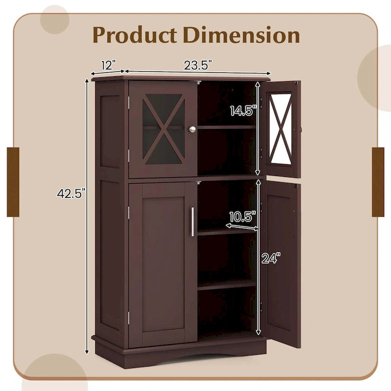 Costway Bathroom Storage Cabinet Linen Storage Cabinet with Doors and