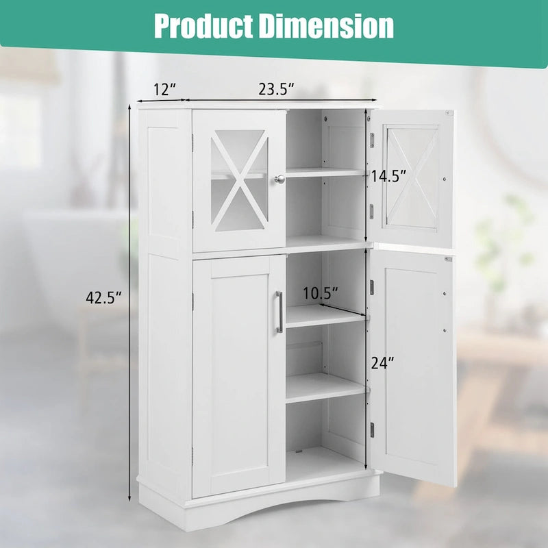 Costway Bathroom Storage Cabinet Linen Storage Cabinet with Doors and