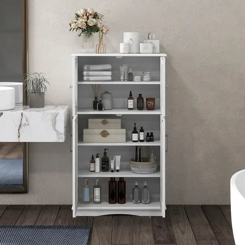 Costway Bathroom Storage Cabinet Linen Storage Cabinet with Doors and