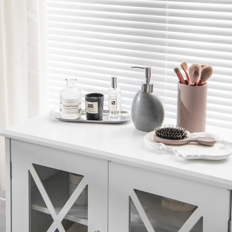 Costway Bathroom Storage Cabinet Linen Storage Cabinet with Doors and