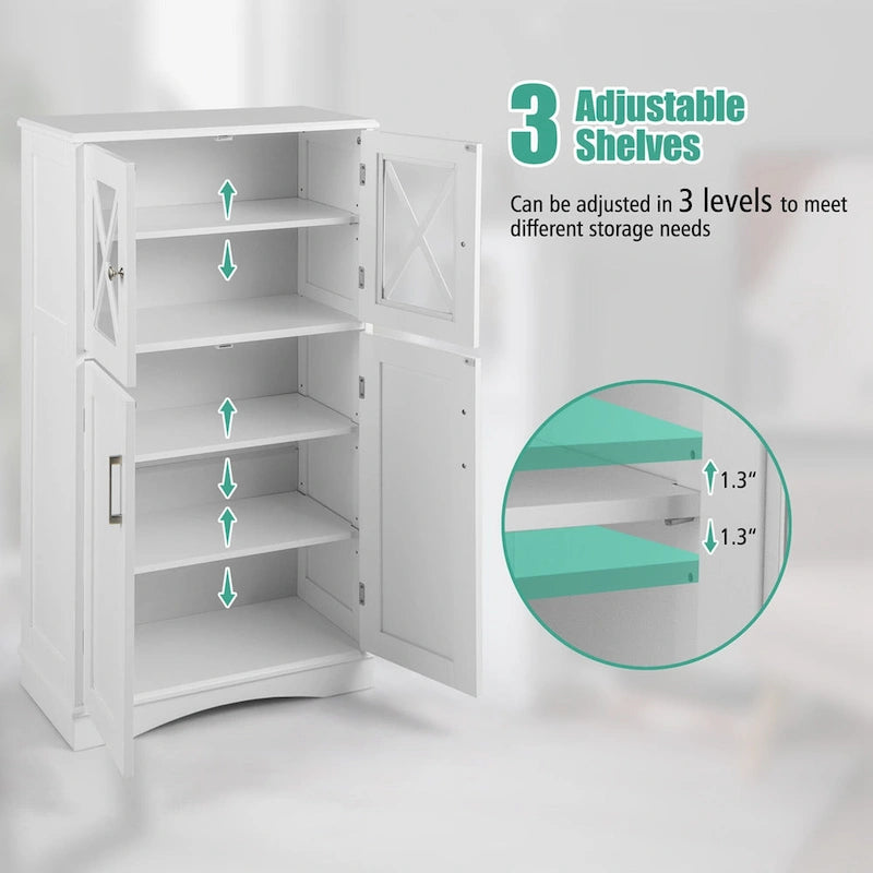 Costway Bathroom Storage Cabinet Linen Storage Cabinet with Doors and