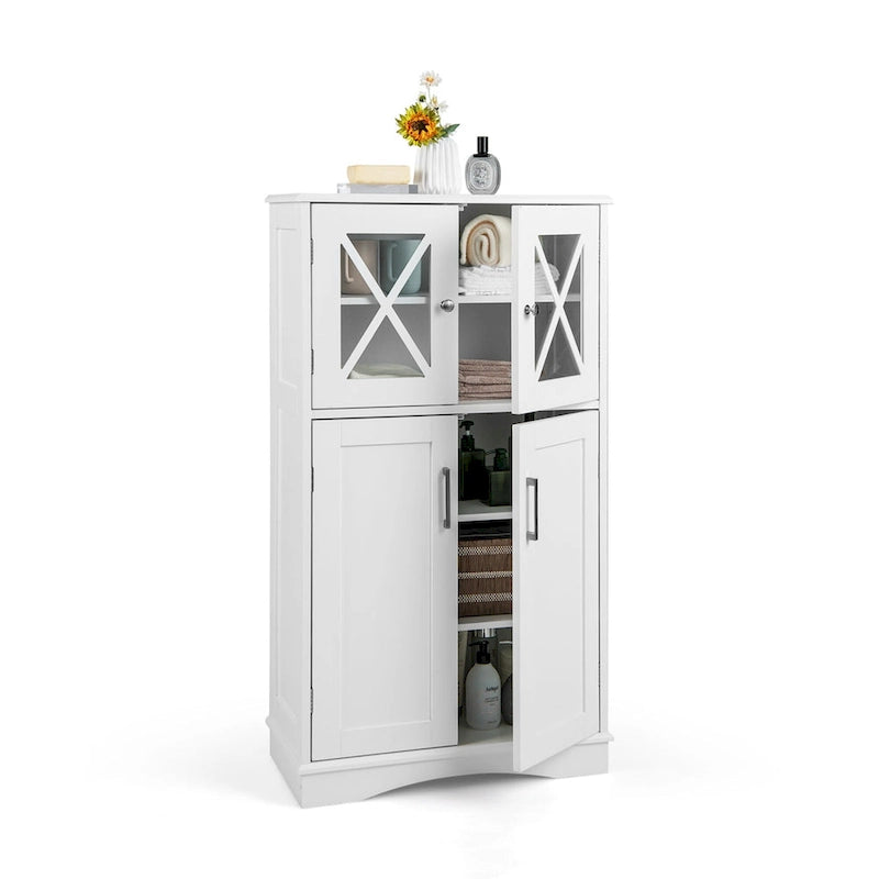 Costway Bathroom Storage Cabinet Linen Storage Cabinet with Doors and