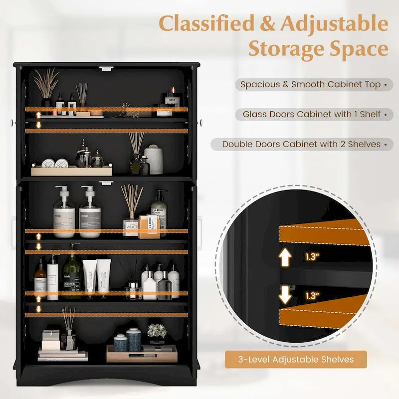 Costway Bathroom Storage Cabinet Linen Storage Cabinet with Doors and