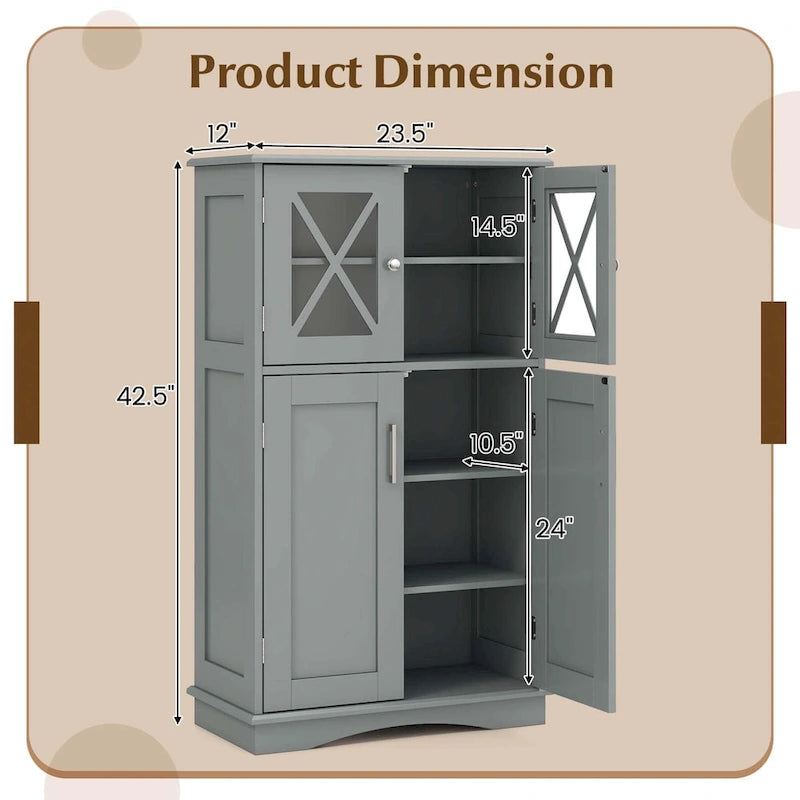 Costway Bathroom Storage Cabinet Linen Storage Cabinet with Doors and