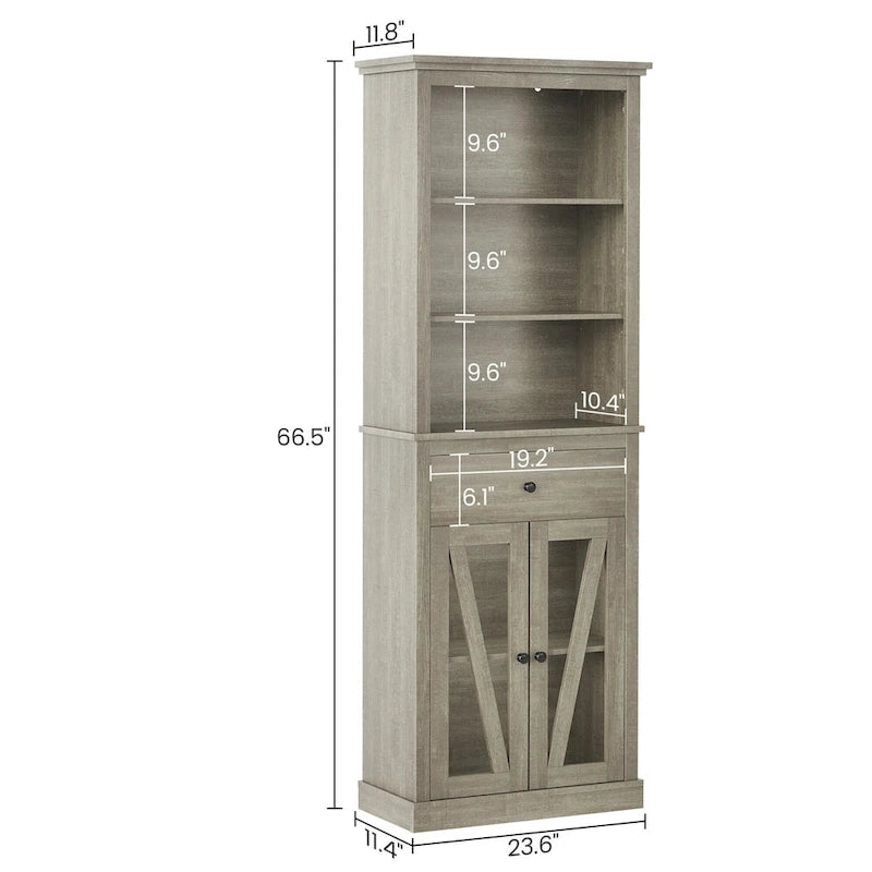 66.5  Tall Storage Cabinet, Bathroom Storage Cabinet with 5 Shelves & Drawer