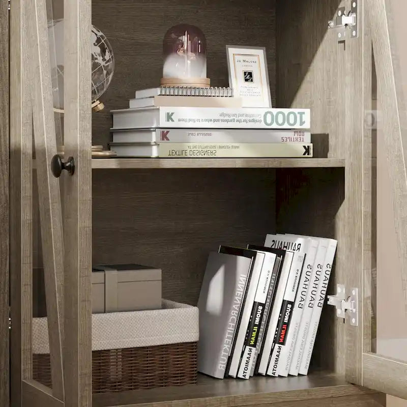 66.5  Tall Storage Cabinet, Bathroom Storage Cabinet with 5 Shelves & Drawer