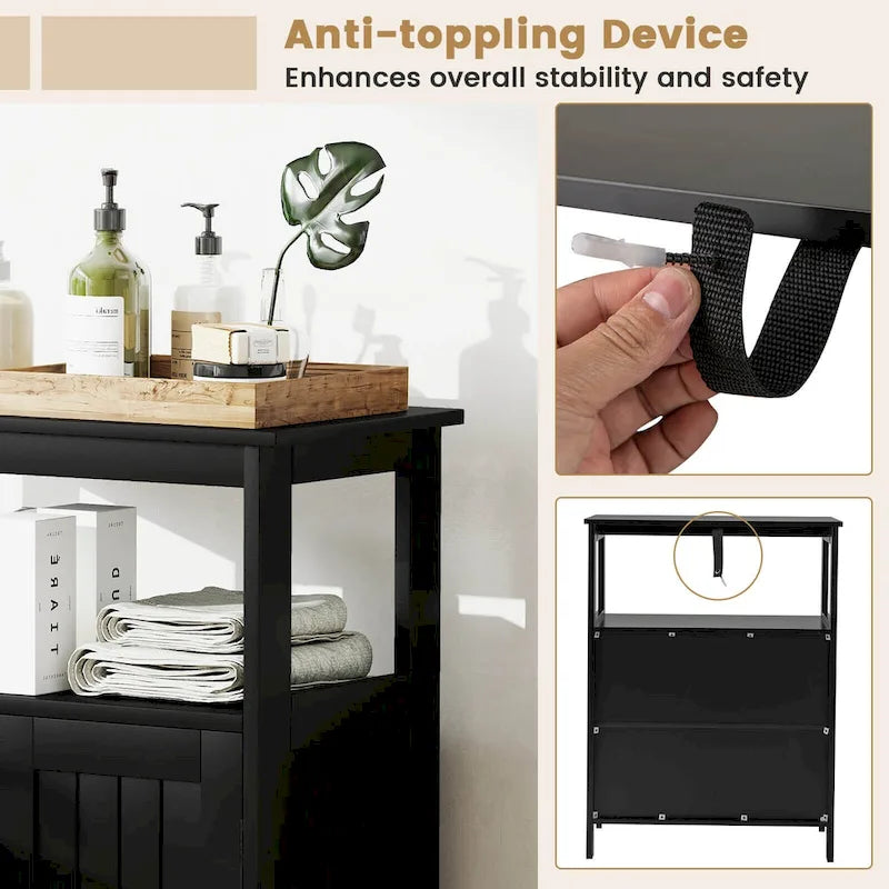 Costway Bathroom Floor Cabinet Freestanding Storage Organizer with 2 - See Details