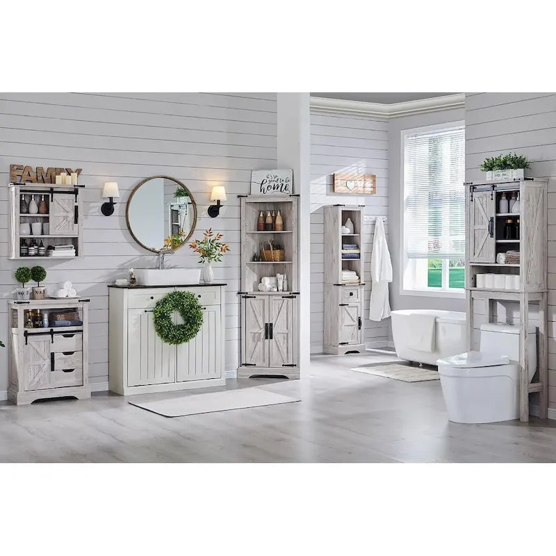 Farmhouse Slim Bathroom Storage Cabinet, 68  Tall Storage Cabinet