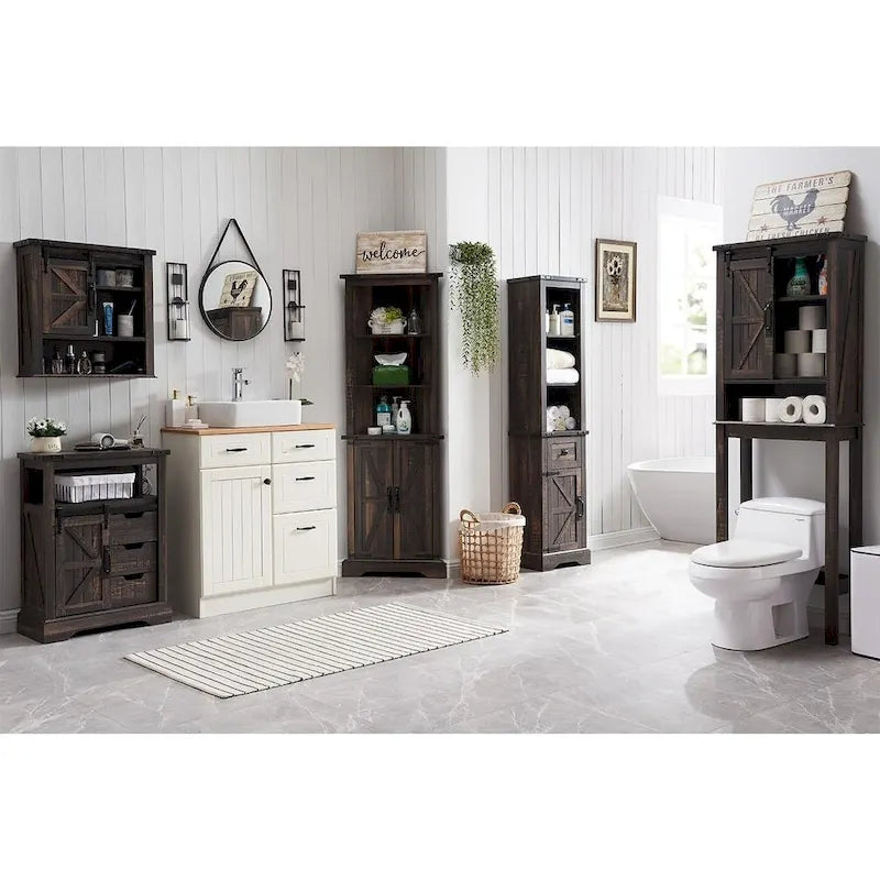 Farmhouse Slim Bathroom Storage Cabinet, 68  Tall Storage Cabinet