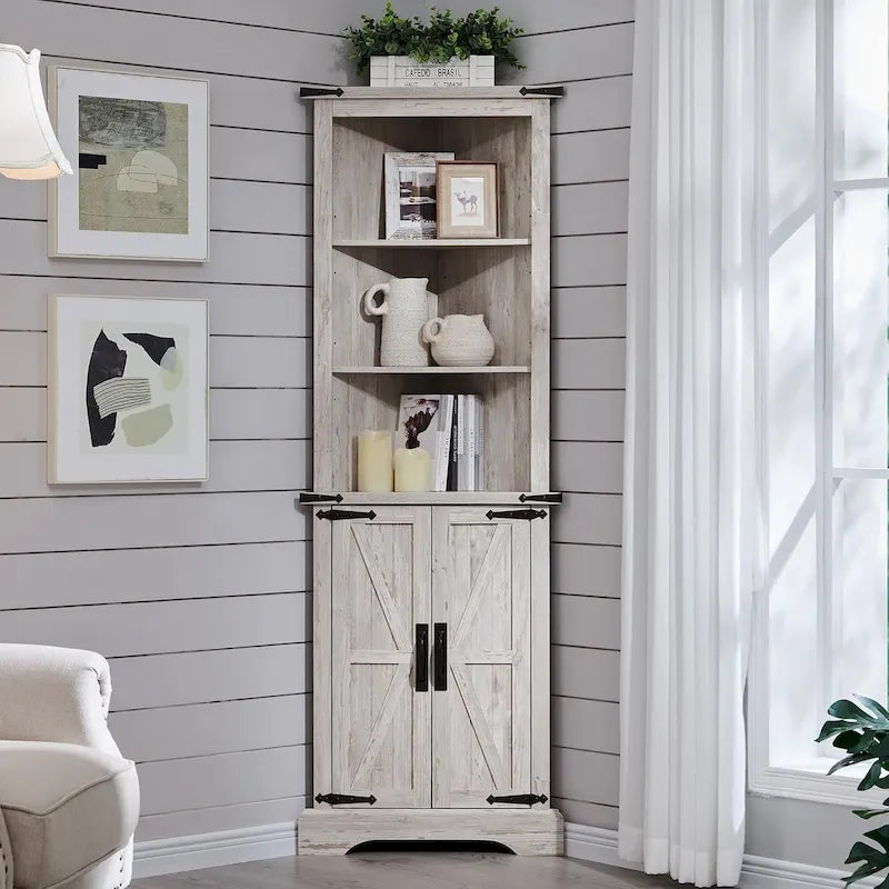 Farmhouse Corner Cabinet, 68  Tall Corner Cabinet, Corner Cabinet