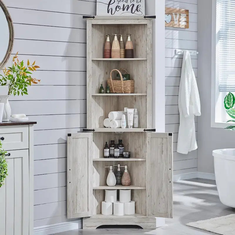 Farmhouse Corner Cabinet, 68  Tall Corner Cabinet, Corner Cabinet