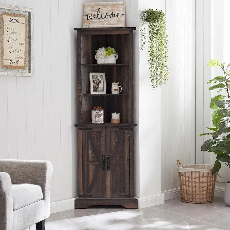 Farmhouse Corner Cabinet, 68  Tall Corner Cabinet, Corner Cabinet