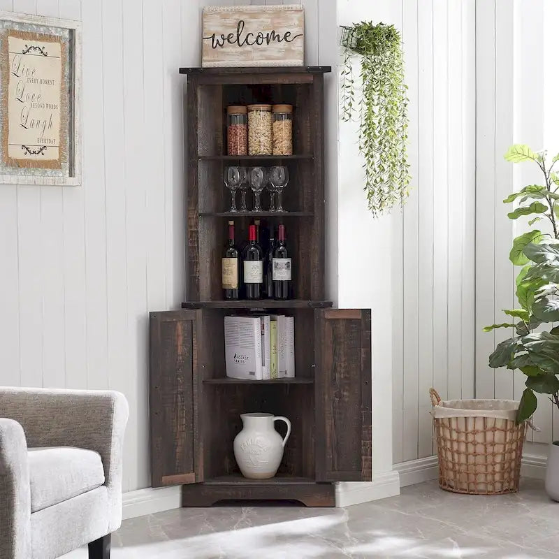 Farmhouse Corner Cabinet, 68  Tall Corner Cabinet, Corner Cabinet