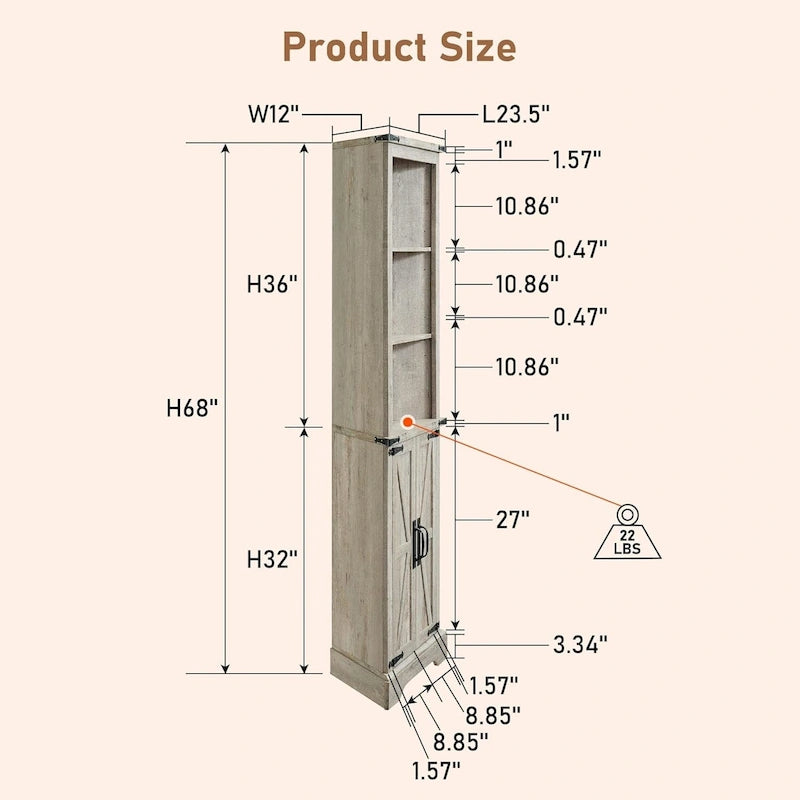 Farmhouse Corner Cabinet, 68  Tall Corner Cabinet, Corner Cabinet