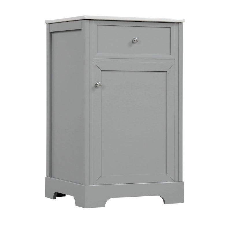 20 Inch Bathroom Vanity With Ceramic Top Sink, Undermount Bathroom Sink Cabinet With 2-Tier Storage Rack And Shelves