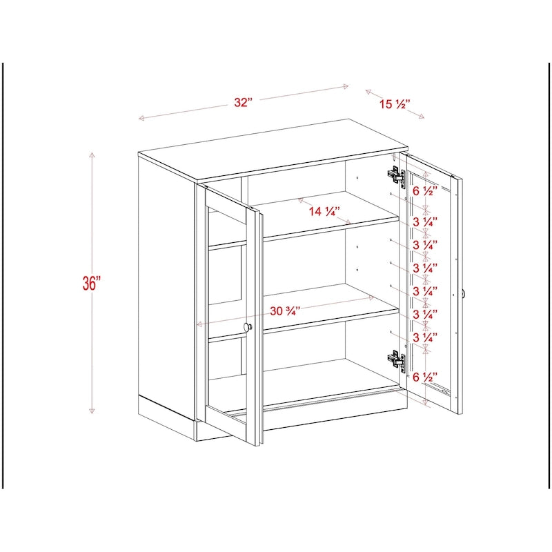 Palace Imports 100% Solid Wood 32  Bathroom Cabinet with Clear Glass Doors and Adjustable Shelves