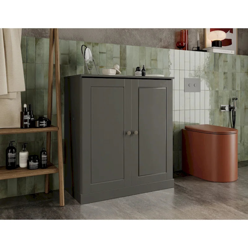 Palace Imports 100% Solid Wood 32  Bathroom Cabinet with Solid Doors and Adjustable Shelves