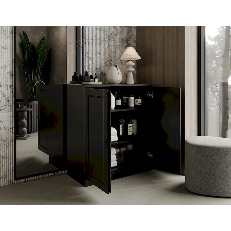 Palace Imports 100% Solid Wood 32  Bathroom Cabinet with Solid Doors and Adjustable Shelves