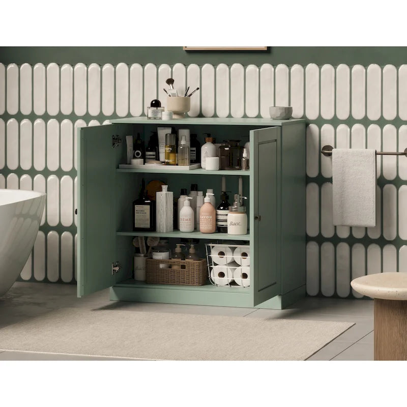 Palace Imports 100% Solid Wood 32  Bathroom Cabinet with Solid Doors and Adjustable Shelves