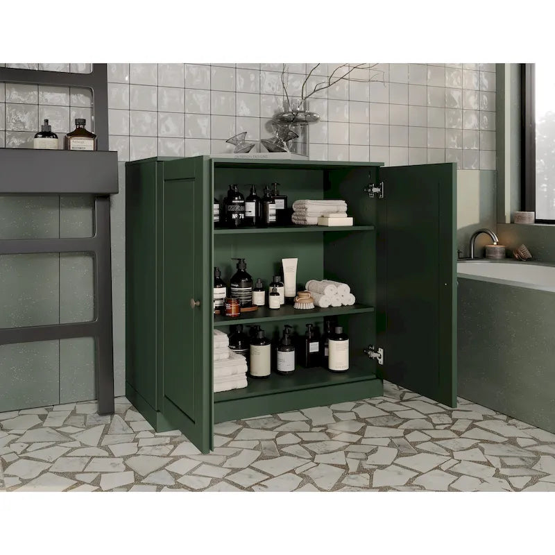 Palace Imports 100% Solid Wood 32  Bathroom Cabinet with Solid Doors and Adjustable Shelves