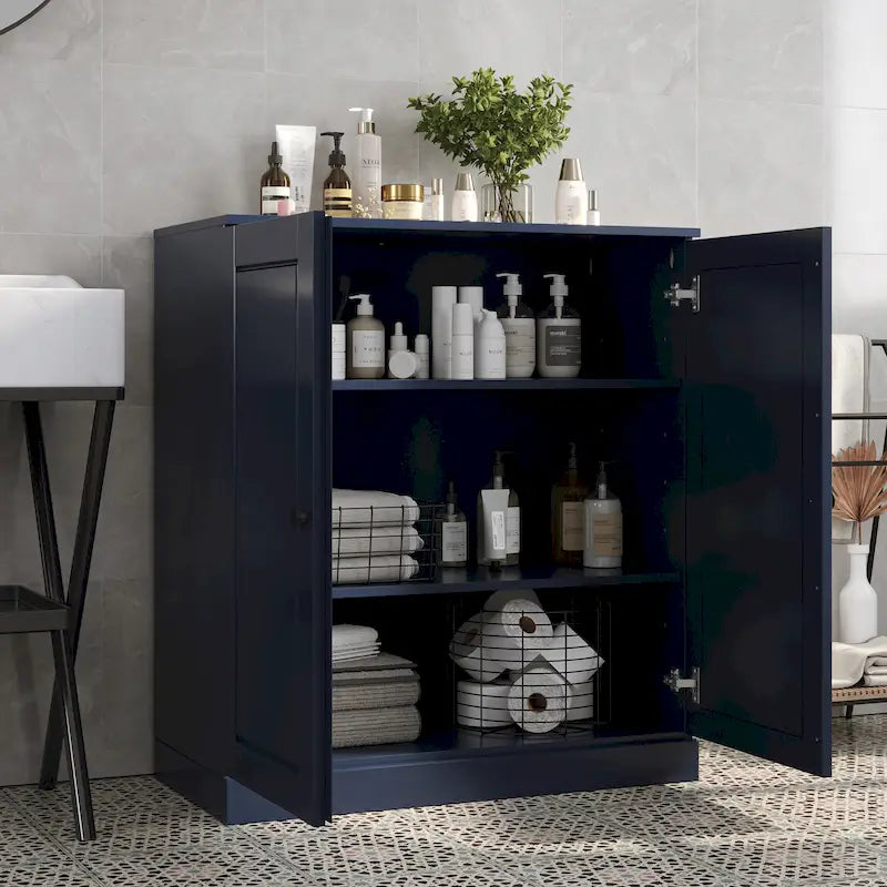 Palace Imports 100% Solid Wood 32  Bathroom Cabinet with Solid Doors and Adjustable Shelves