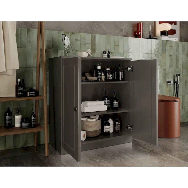 Palace Imports 100% Solid Wood 32  Bathroom Cabinet with Solid Doors and Adjustable Shelves