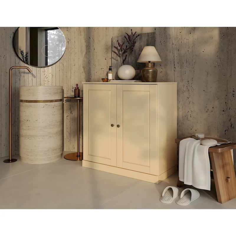 Palace Imports 100% Solid Wood 32  Bathroom Cabinet with Solid Doors and Adjustable Shelves