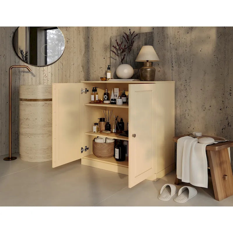 Palace Imports 100% Solid Wood 32  Bathroom Cabinet with Solid Doors and Adjustable Shelves