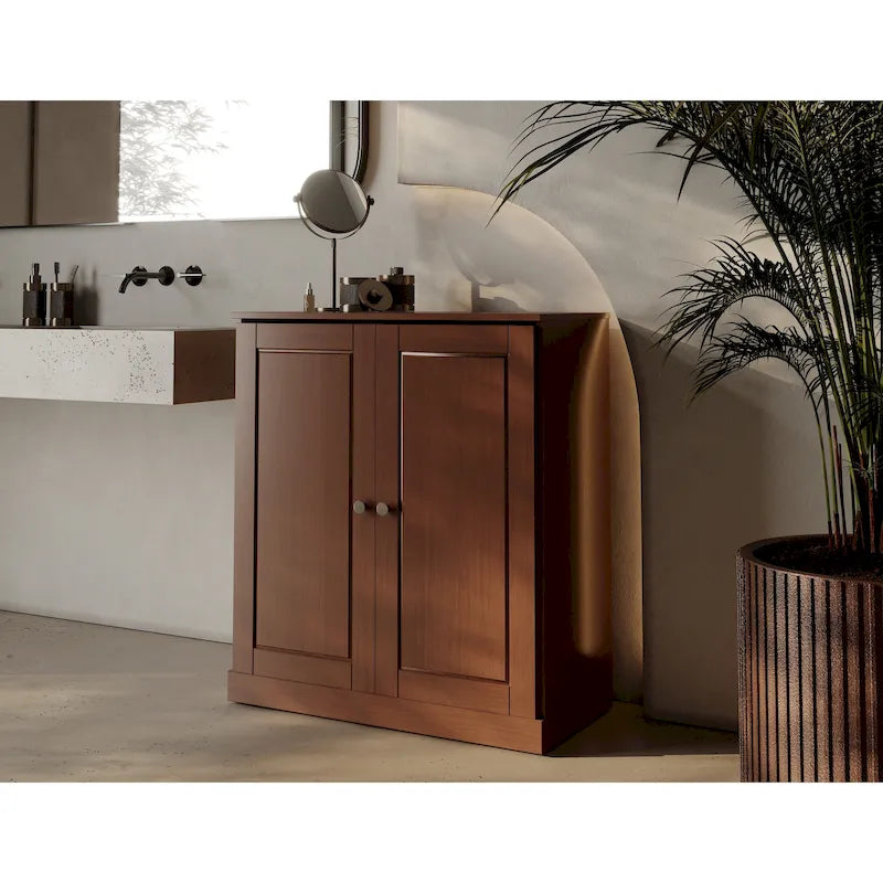 Palace Imports 100% Solid Wood 32  Bathroom Cabinet with Solid Doors and Adjustable Shelves