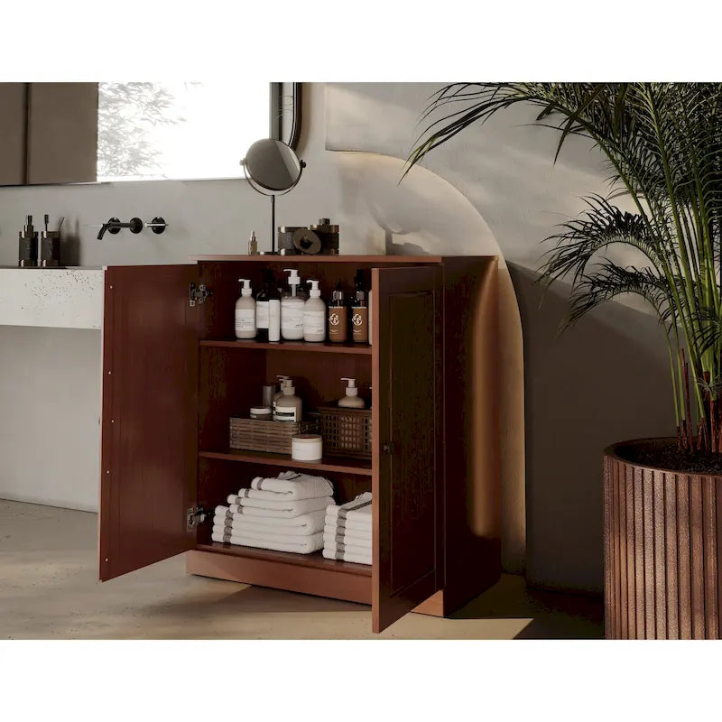 Palace Imports 100% Solid Wood 32  Bathroom Cabinet with Solid Doors and Adjustable Shelves