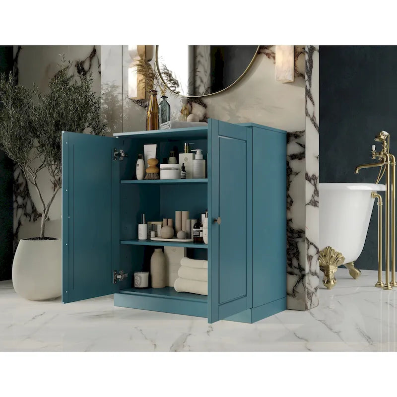 Palace Imports 100% Solid Wood 32  Bathroom Cabinet with Solid Doors and Adjustable Shelves