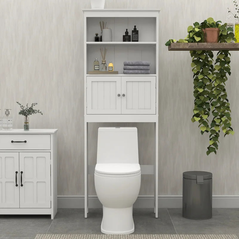 Over-the-toilet Bathroom Storage with 2-doors - 9.06 x 24.80 x 69.69