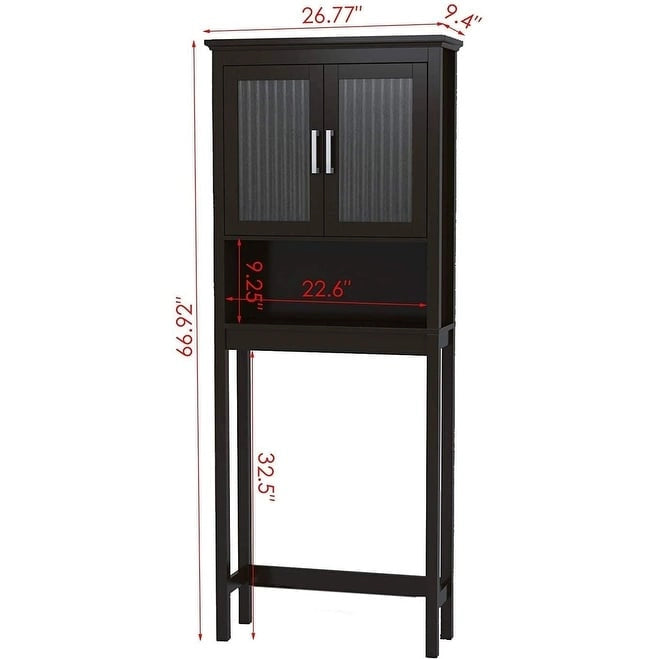 Spirich Home Bathroom Shelf Over The Toilet, Bathroom Cabinet Organizer with Moru Tempered Glass Door