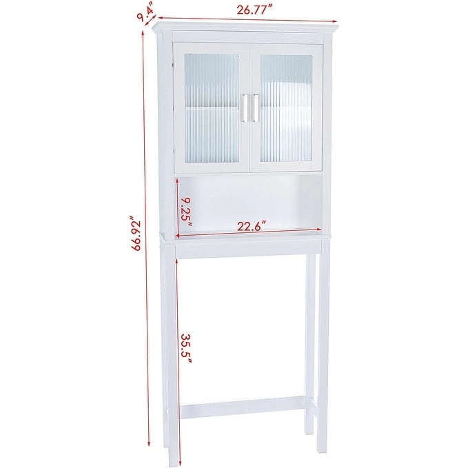 Spirich Home Bathroom Shelf Over The Toilet, Bathroom Cabinet Organizer with Moru Tempered Glass Door