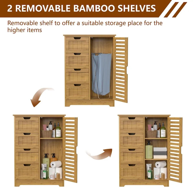 VEIKOUS Bathroom Floor Storage Cabinet with 4 Drawers