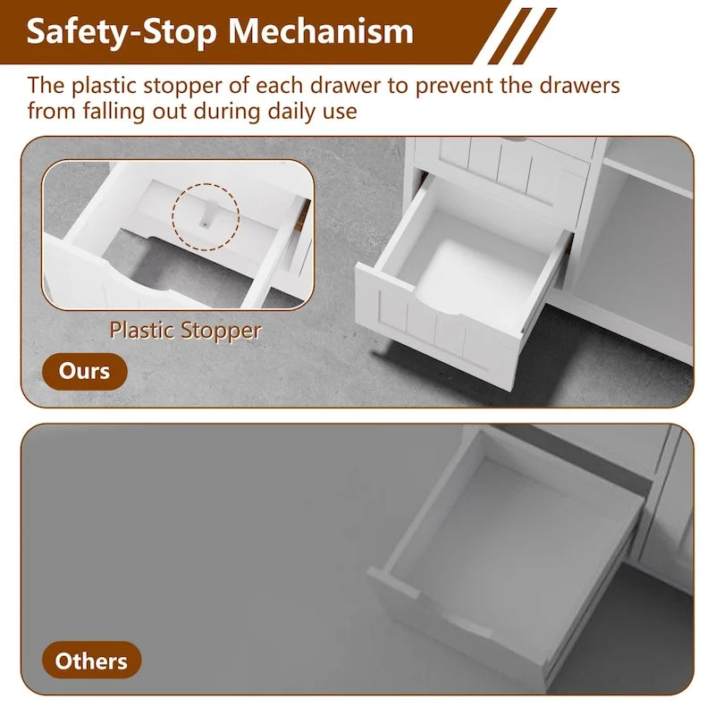 VEIKOUS Bathroom Floor Storage Cabinet with 4 Drawers