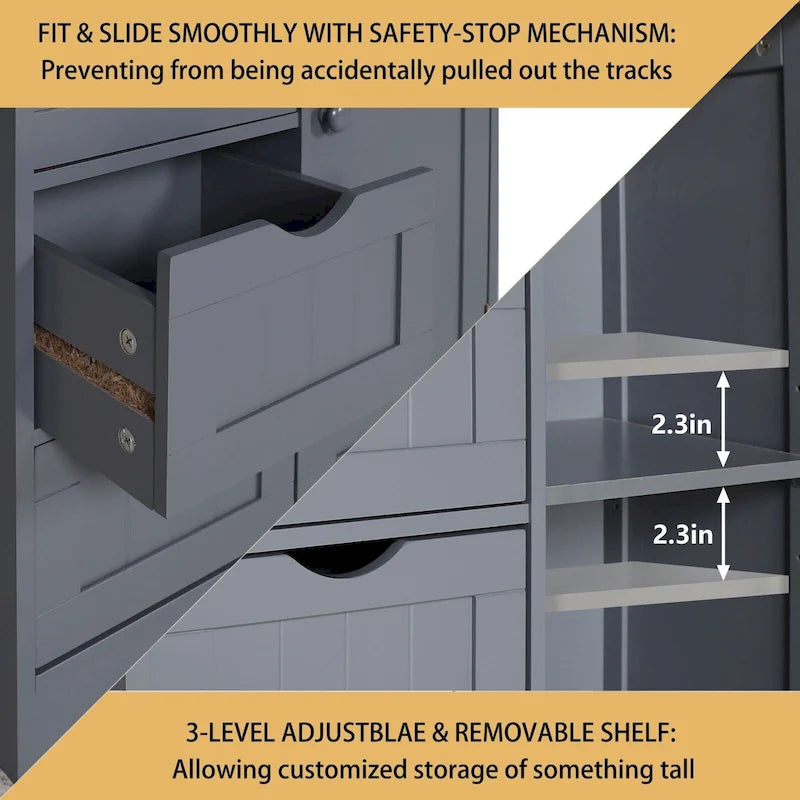 VEIKOUS Bathroom Floor Storage Cabinet with 4 Drawers