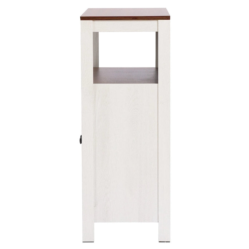 White and Brown Wood 2-Door Bathroom Storage Cabinet - 30.25  H x 23.63  W x 12.4  D