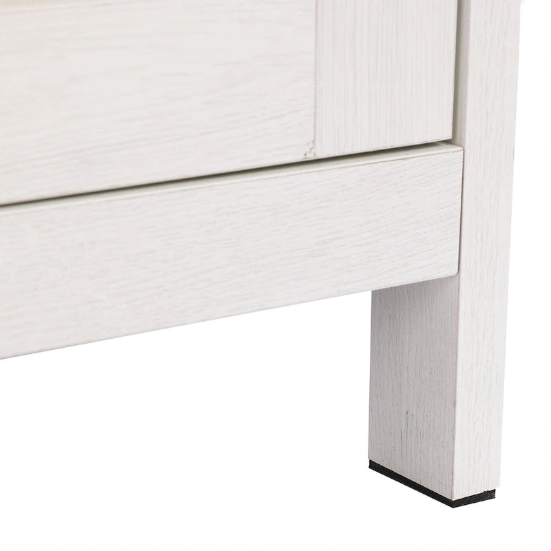 White and Brown Wood 2-Door Bathroom Storage Cabinet - 30.25  H x 23.63  W x 12.4  D