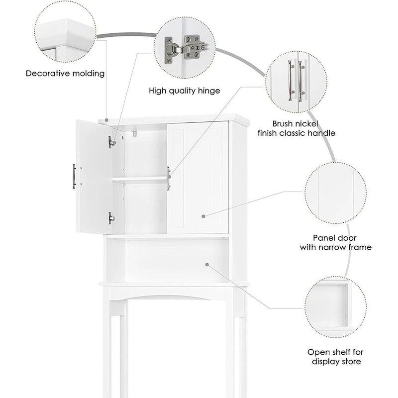 Spirich Home Over The Toilet Storage Cabinet, Bathroom Shelf Over Toilet, Bathroom Organizer Space Saver, White