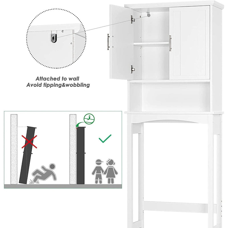 Spirich Home Over The Toilet Storage Cabinet, Bathroom Shelf Over Toilet, Bathroom Organizer Space Saver, White