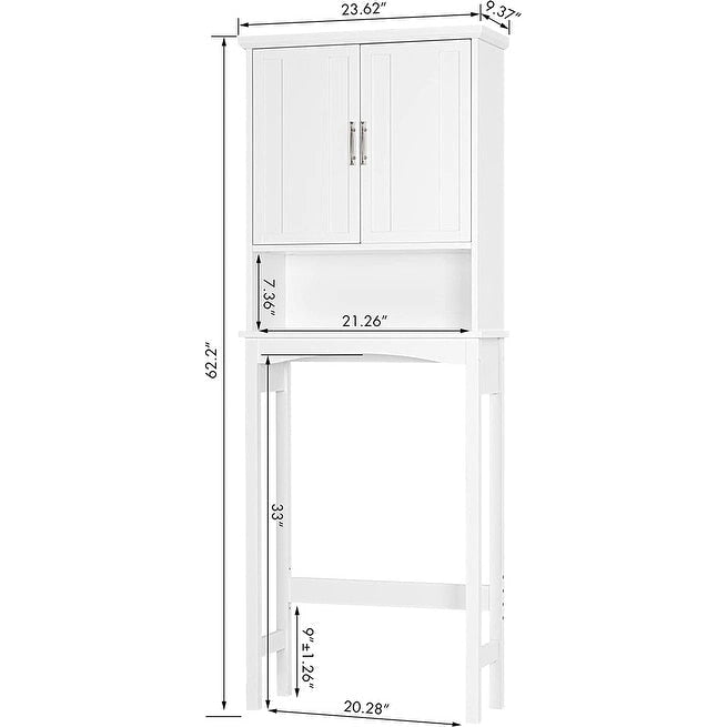 Spirich Home Over The Toilet Storage Cabinet, Bathroom Shelf Over Toilet, Bathroom Organizer Space Saver, White