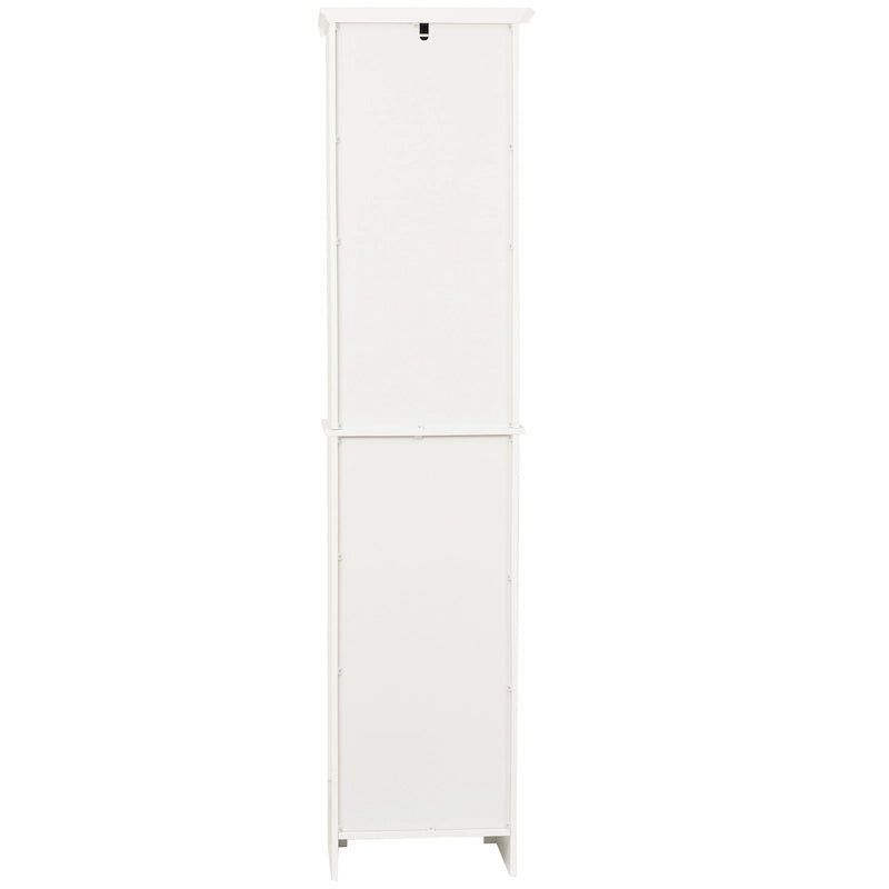 White MDF Wood 67-Inch Tall Tower Bathroom Linen Cabinet