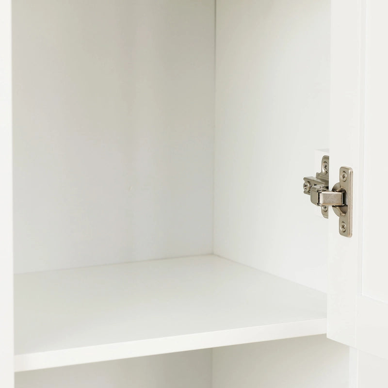 White MDF Wood 67-Inch Tall Tower Bathroom Linen Cabinet