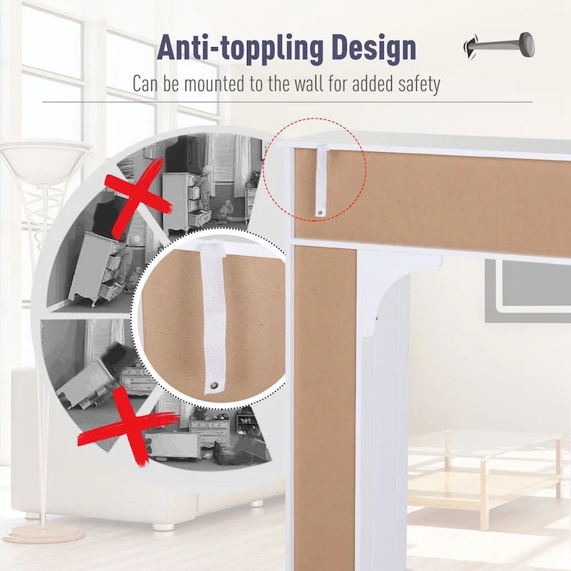 HomCom Freestanding Over Toilet Bathroom Storage Cabinet - White - 35*9*41