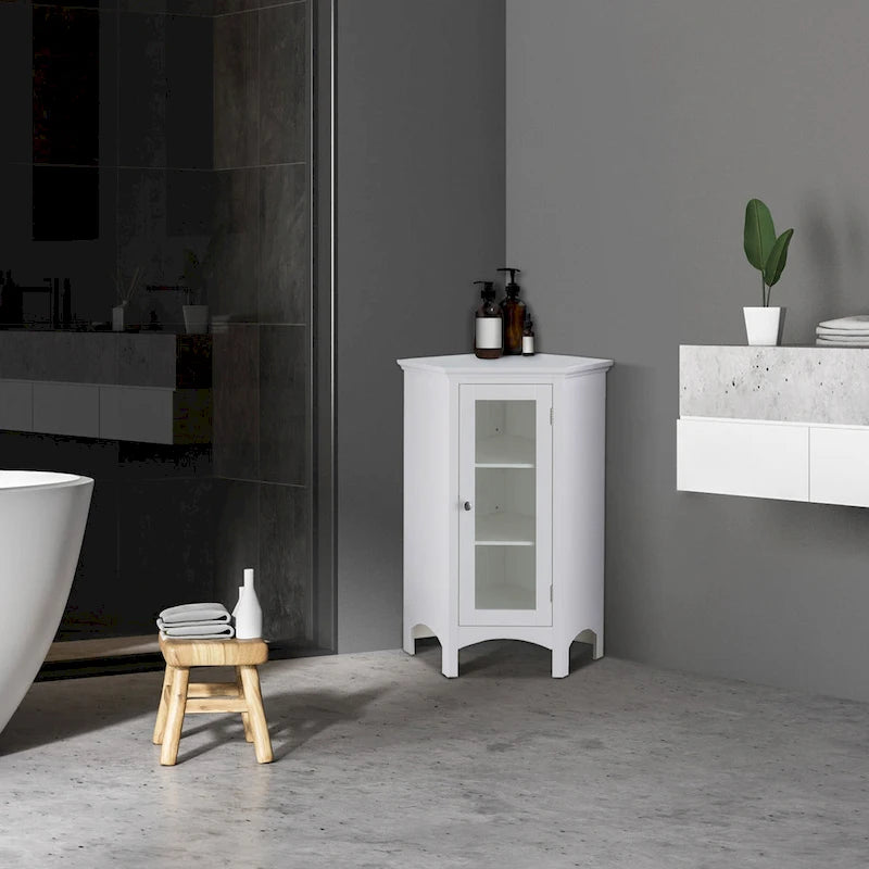 Teamson Home Madison Freestanding Corner Floor Accent Cabinet - 17 L x 24.75 W x 32 H