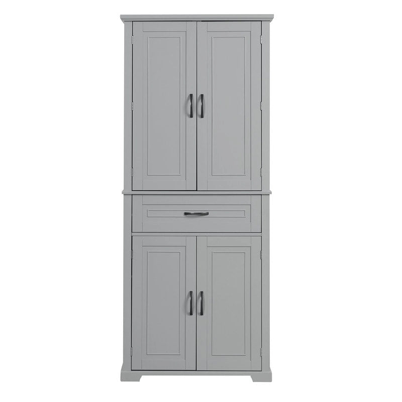 72 Tall Bathroom Storage Cabinet with Doors and Drawer, Multiple Storage Space, Adjustable Shelf, Grey